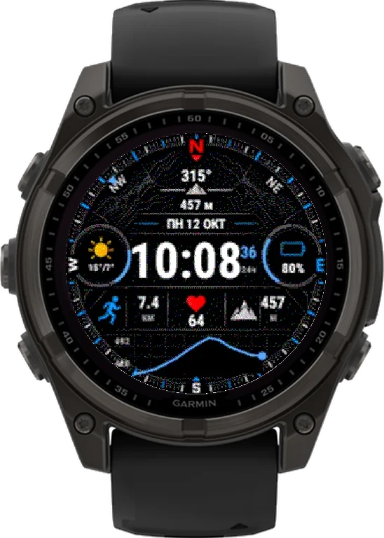 Циферблат АЗИМУТ на Garmin fēnix 8 Solar 47mm