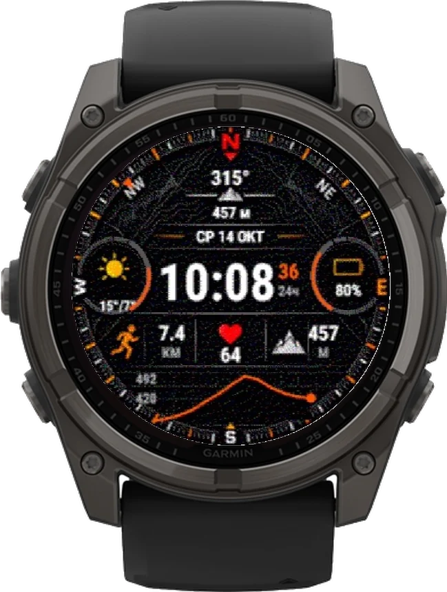 Циферблат АЗИМУТ на Garmin fēnix 8 Solar 51mm