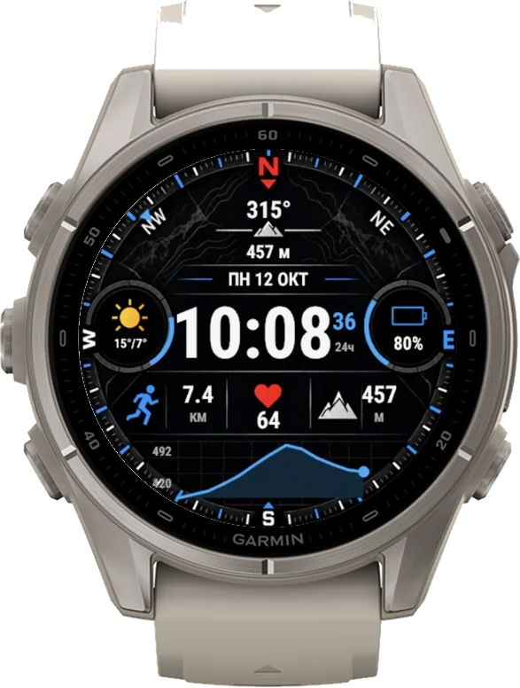 Циферблат АЗИМУТ на Garmin fēnix 9 43mm