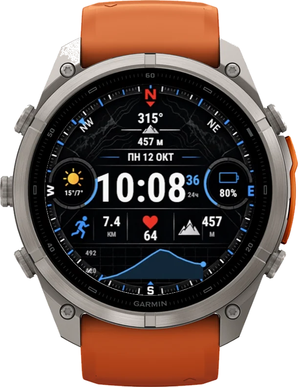 Циферблат АЗИМУТ на Garmin fēnix 9 Pro 51mm