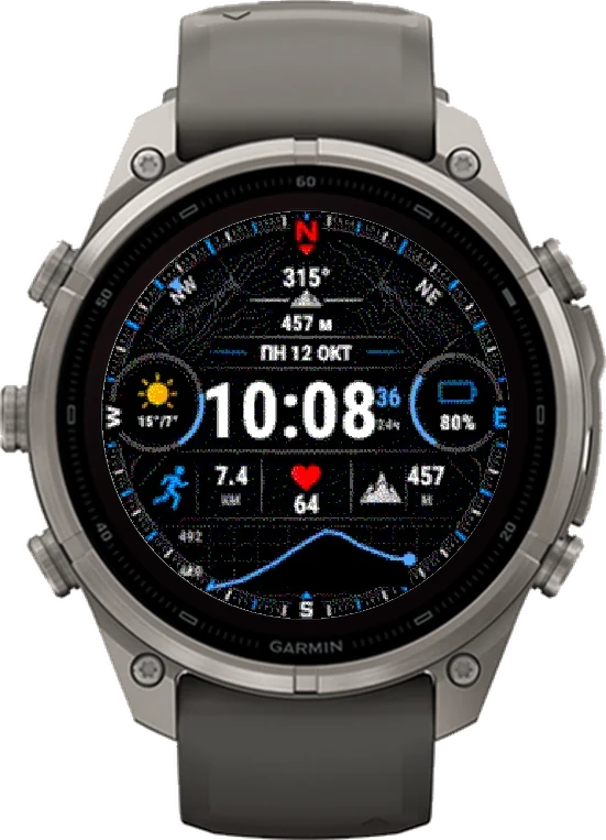 Циферблат АЗИМУТ на Garmin fēnix 9 Pro Solar 47mm