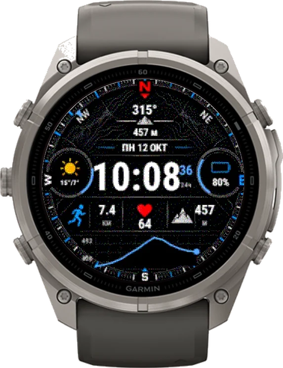 Циферблат АЗИМУТ на Garmin fēnix 9 Pro Solar 51mm