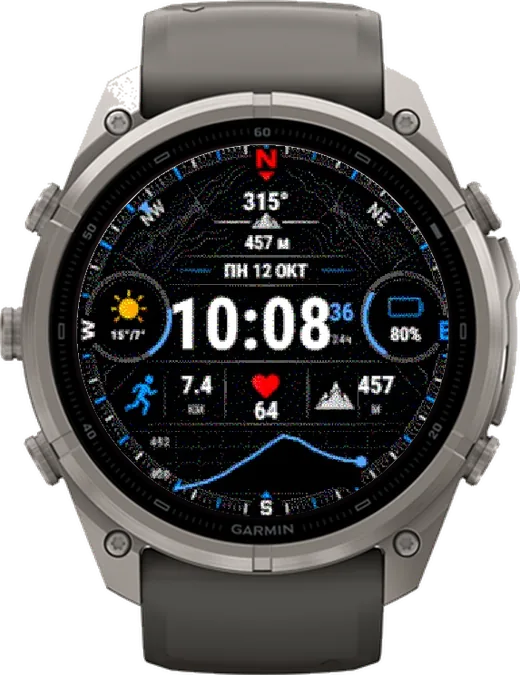Циферблат АЗИМУТ для Garmin fēnix 9 Pro Solar 51mm