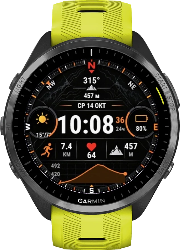 Циферблат АЗИМУТ на Garmin Forerunner 965