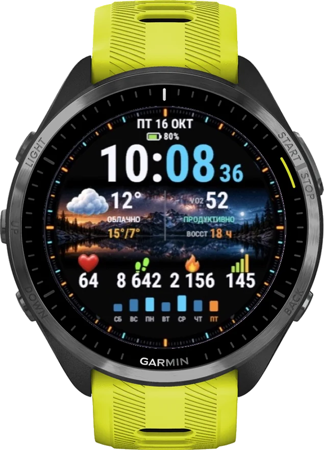 Циферблат ДВА ОКНА на Garmin Forerunner 965