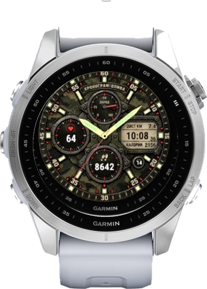 Циферблат ХРОНОГРАФ-ОЛИВА на Garmin fēnix 7S 42mm