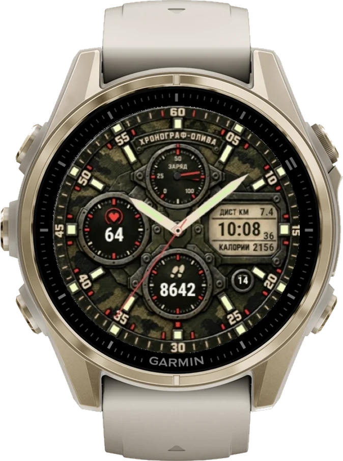 Циферблат ХРОНОГРАФ-ОЛИВА на Garmin fēnix 8 43mm
