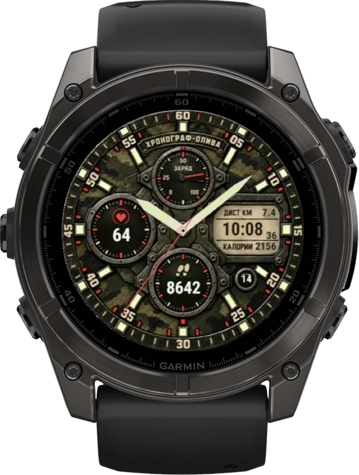 Циферблат ХРОНОГРАФ-ОЛИВА на Garmin fēnix 8 47/51mm