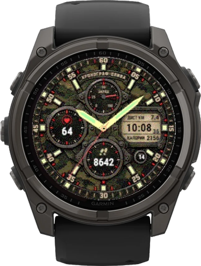 Циферблат ХРОНОГРАФ-ОЛИВА на Garmin fēnix 8 Solar 51mm