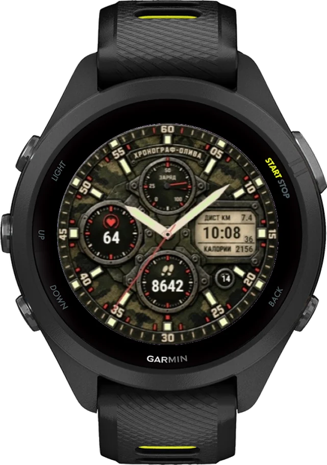 Циферблат ХРОНОГРАФ-ОЛИВА на Garmin Forerunner 265S