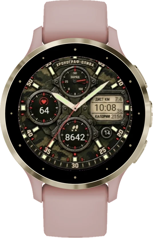 Циферблат ХРОНОГРАФ-ОЛИВА на Garmin Venu 3S