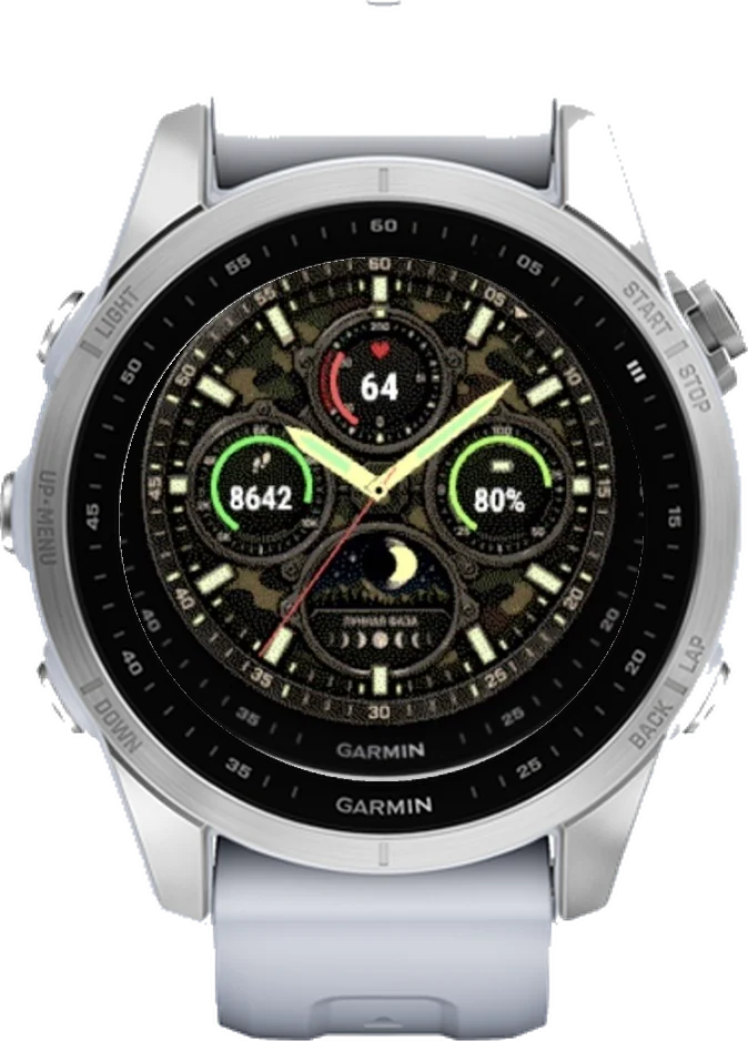 Циферблат ЛУНА-ПОЛЕ на Garmin fēnix 7S 42mm