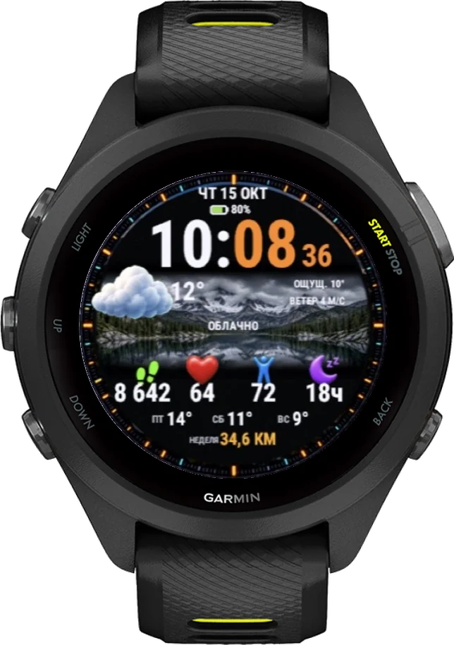 Циферблат ОКНО на Garmin Forerunner 265S