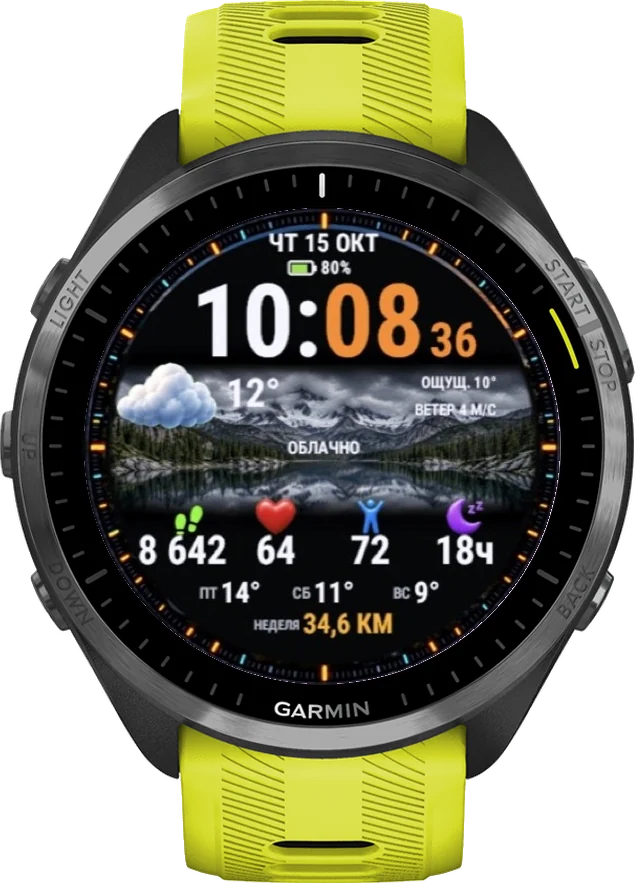Циферблат ОКНО на Garmin Forerunner 965