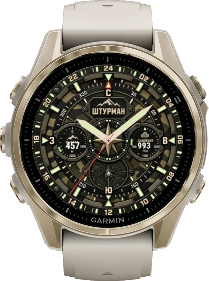 Циферблат ШТУРМАН-ХАКИ на Garmin fēnix 8 43mm