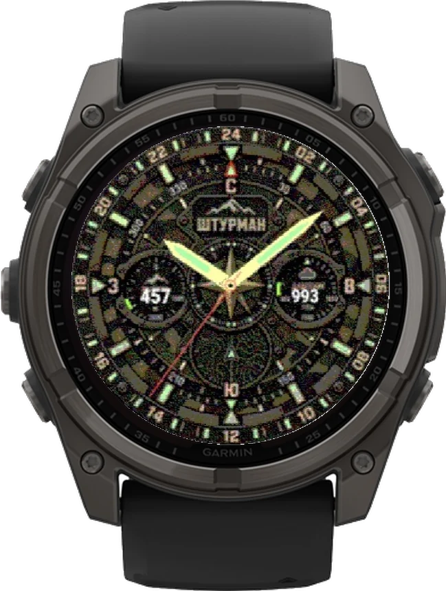 Циферблат ШТУРМАН-ХАКИ на Garmin fēnix 8 Solar 51mm