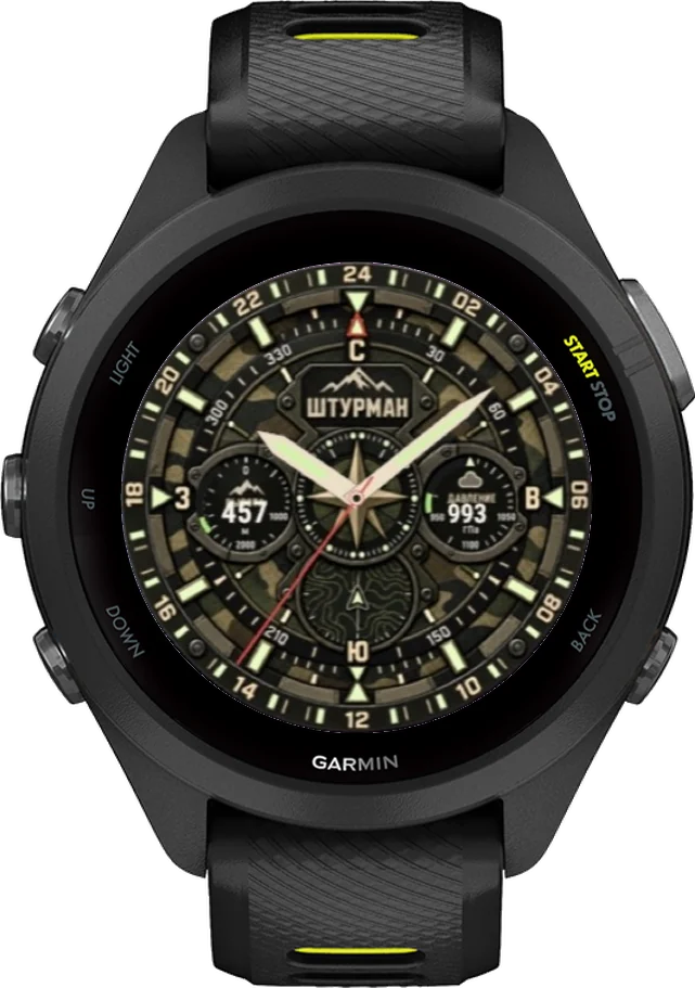 Циферблат ШТУРМАН-ХАКИ на Garmin Forerunner 265S