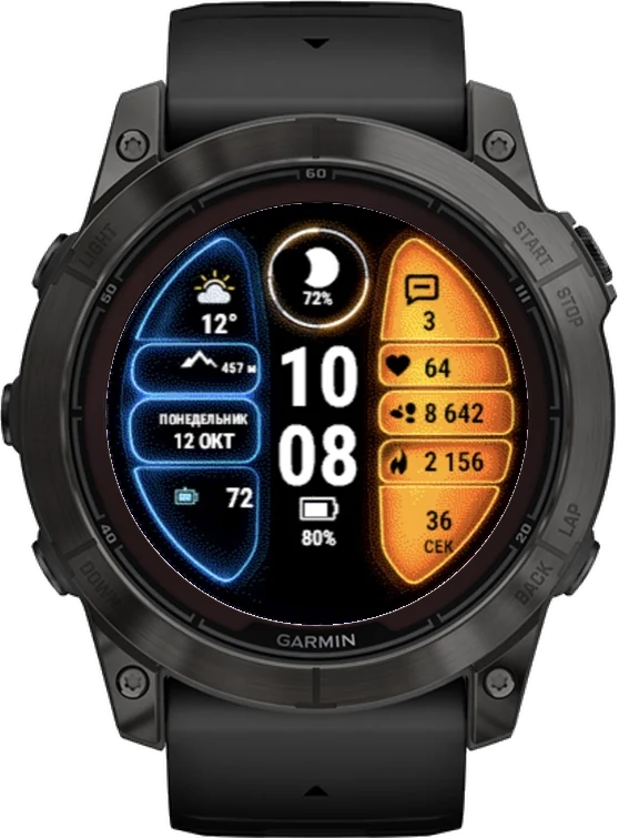 Циферблат СПЛИТ на Garmin fēnix 7X Pro 51mm