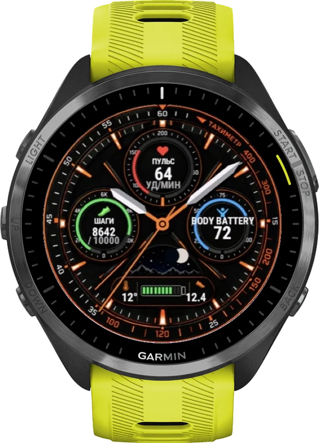 Циферблат ТАХИМЕТР на Garmin Forerunner 965
