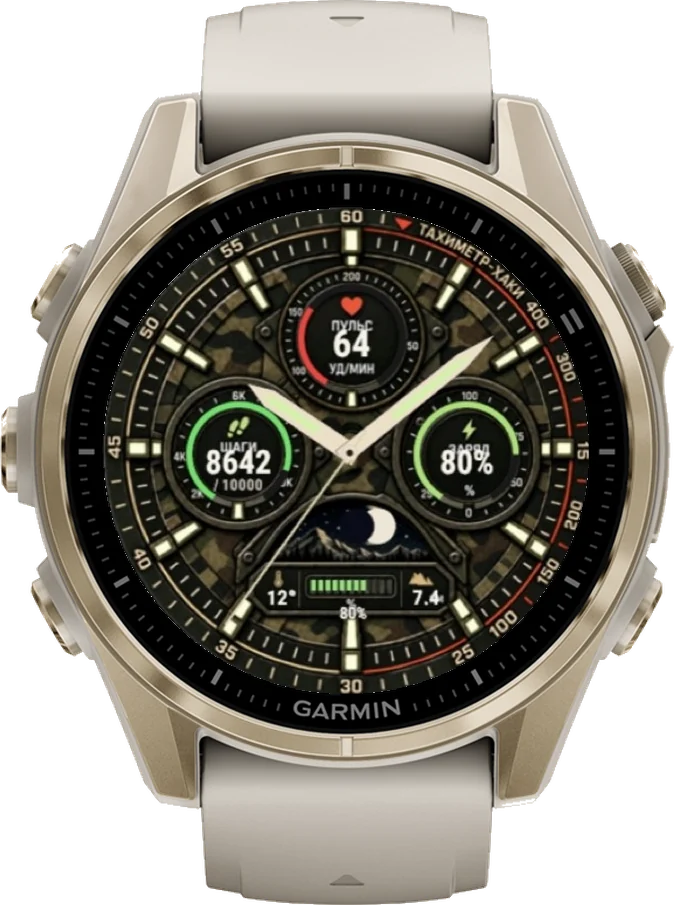 Циферблат ТАХИМЕТР-ХАКИ на Garmin fēnix 8 43mm