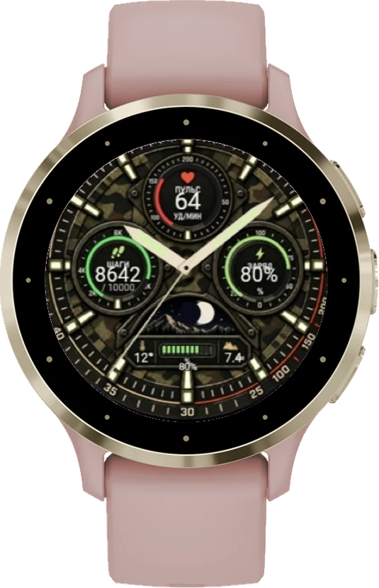 Циферблат ТАХИМЕТР-ХАКИ на Garmin Venu 3S