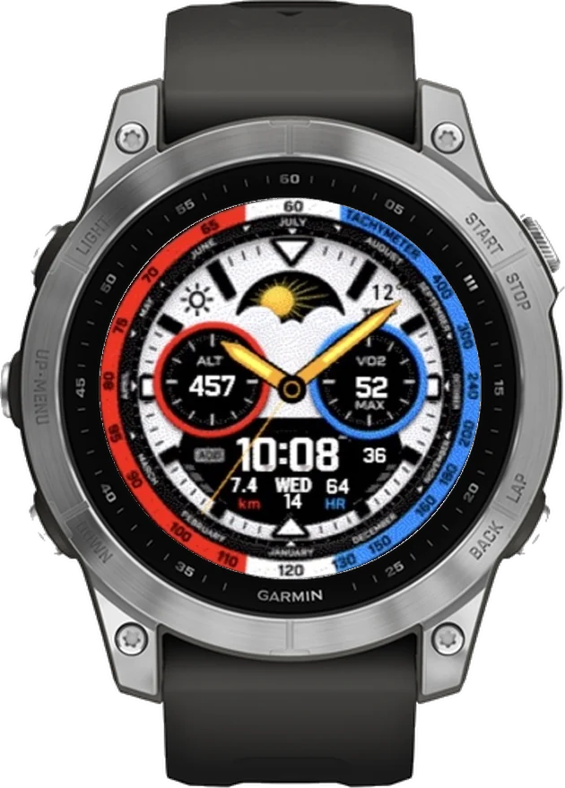 Циферблат ТАХИМЕТР-ТРИКОЛОР на Garmin fēnix 7 47mm