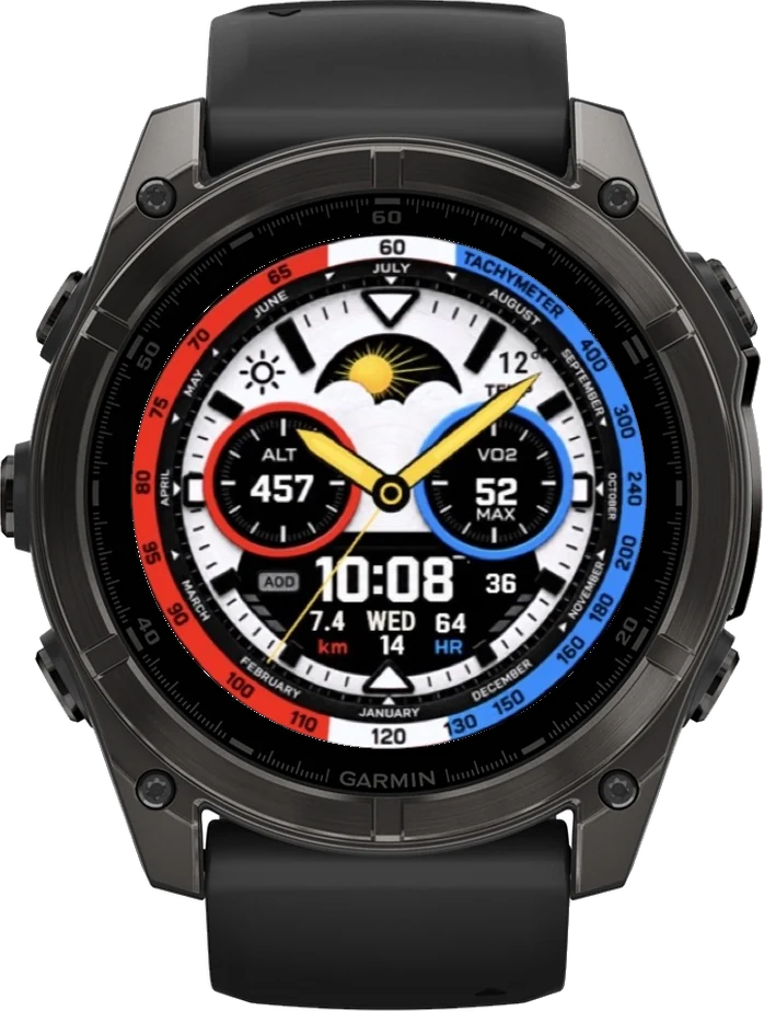 Циферблат ТАХИМЕТР-ТРИКОЛОР на Garmin fēnix 8 47/51mm