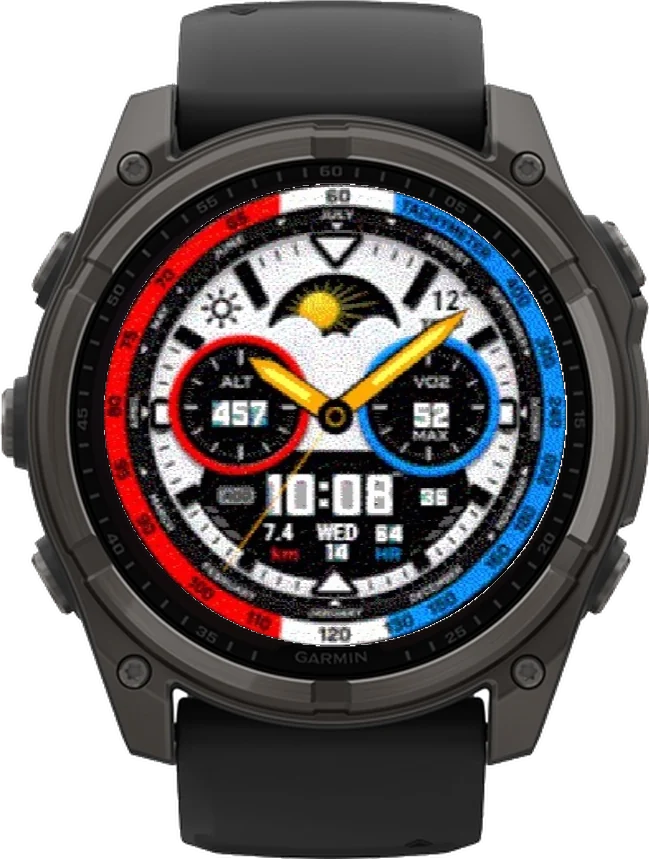 Циферблат ТАХИМЕТР-ТРИКОЛОР на Garmin fēnix 8 Solar 51mm
