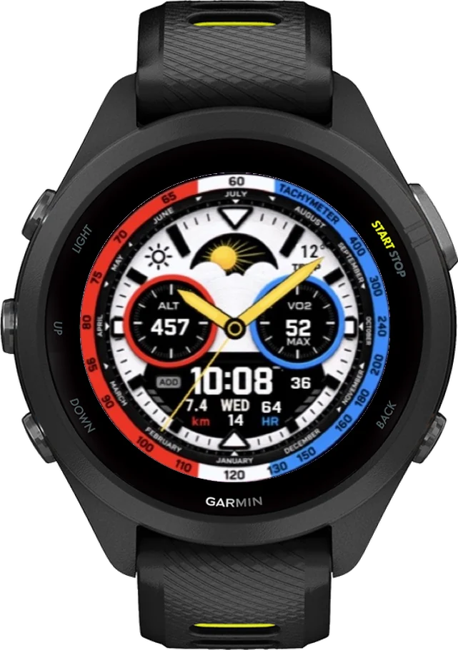 Циферблат ТАХИМЕТР-ТРИКОЛОР на Garmin Forerunner 265S