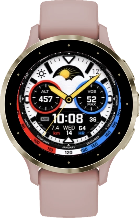 Циферблат ТАХИМЕТР-ТРИКОЛОР на Garmin Venu 3S